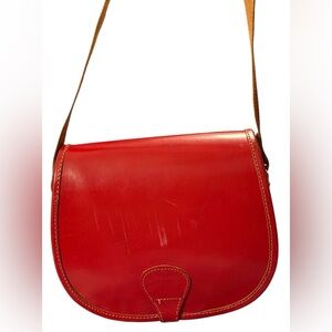 Vintage Handmade Red Leather Saddle Bag Made in England